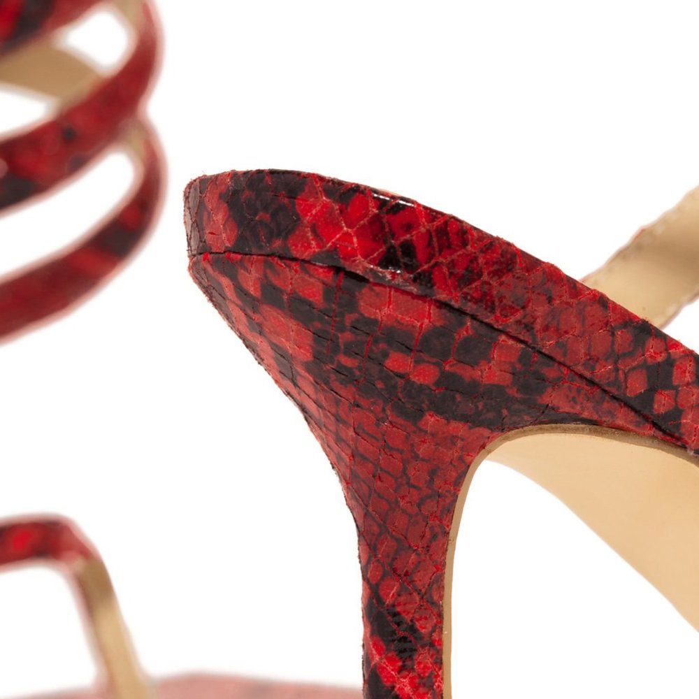 NEW🔥 Squared Open Toe Spiral Sandal Stiletto Heel - Picture 6 of 7